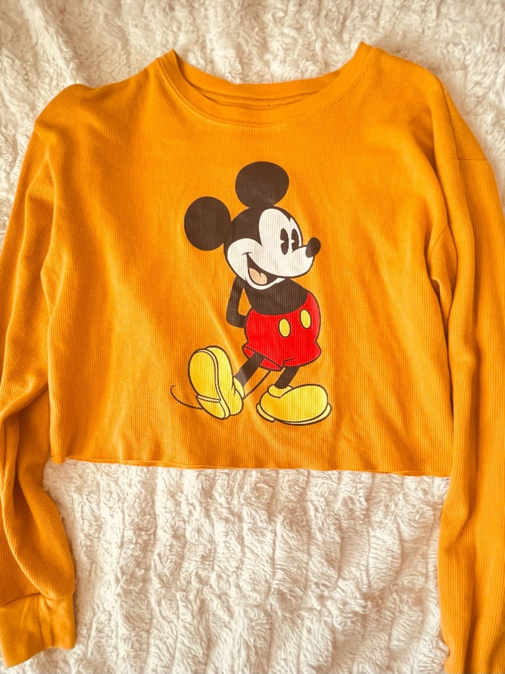 NWOT Disney Mickey Mouse Cropped Thermal Top Women's Large